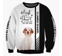 MAUXpIAO Hoodies Jackets T-Shirt Cardigan Thin 3D Clumber Spaniel Printing Pullover Men Women Polyester Casual Sweatshirt Fashion/a3/L