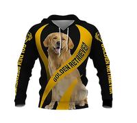 MAUXpIAO Hoodies Jackets T-Shirt Cardigan Thin 3D Golden Retriever Dog Printing Pattern Pullover Men & Women Polyester Sportswear Soft Material/A1/L