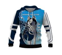 MAUXpIAO Hoodies Jackets Thin 3D Husky Dog Full Printing Pullover Men&Women Casual Polyester Sweatshirt teenage/A1/S