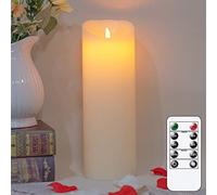 Mavandes 10x30cm Flameless Flickering Candle with Remote,Real Wax LED Battery Operated Pillar Candle with Timer,Ivory Long Lasting Fake Electric Moving Wick Flameless Candle for Home Decor