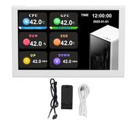 Mavaol 5Inch IPS USB Mini Screen 800x480 Resolution Type C Sub Monitor for PC Data Display Customizable Settings Aluminum Alloy Casing (White)