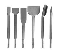 Mavaol 6 Piece Plus Chisel Set, Hardened Steel, Pointed, Groove, Flat, for Demolition, Masonry, Concrete, Tile Removal, DIY and Professional Use