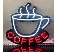 Mavdecll Coffee Neon Signs 54X52CM LED Neon Sign Light for Home Decor, Dimmable Light Up Signs Coffee Shop Office Restaurant Wall Art Decoration Sign
