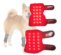 Mavdecll Pet Red Light Physical Therapy Pad, Wearable Red Light Heating Knee Brace, 1 Front Leg Band & 1 Rear Leg Band, 5 Gear Adjustment, Timer Setting, for Elderly Dogs Cats