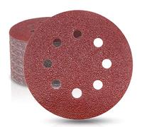 Maveek 50 Pcs 125mm Sanding Discs, 5 Inch 40 Grit Sanding Discs for Random Orbital Sander, 8-Holes Orbital Sander Discs Round Hook and Loop Sanding Pads Sandpaper for Wood Walls Metal