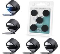 Maveek Cable Tidy Clips, 5 Pcs Magnetic Cable Clips Wire Organiser Magnetic Cable Management Holder Clips With Self Adhesive Metal Plate for Desktop, Office, Home, Car (Black, Large)