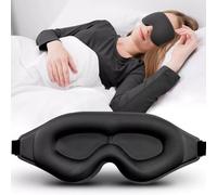 Maven Gifts 3D Sleep Mask, Silk Weighted Eye mask for lash Extensions Comfortable Adjustable Blackout Eye mask Covers for Man and Woman All Night Sleep (Black)