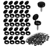 Maven Gifts Black Screw Hole Covers 100 Pcs - Plastic Snap-On Caps for M4 Screw Heads - Furniture Cabinet Wardrobe DIY Hide Unsightly Screws - Interior Decorative Plug Covers