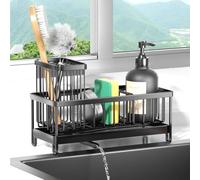 Maven Gifts Stainless Steel Kitchen Sink Organizer，with Self-Draining Holes - 3-in-1 sponge holder for kitchen sink, Brush & Dishcloth sink caddy | home essentials | kitchen essentials