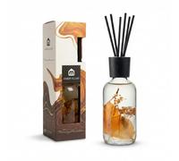 Mavere Amber Allure Reed Diffuser 250ml - Real Dried Botanicals - Long Lasting Home Fragrance for Living Room, Bedroom & Bathroom - Decorative Glass Bottle - 6 Black Reeds - UK Designed