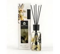 Mavere Luxury Reed Diffuser with Real Dried Flowers (250ml) - Long Lasting Home Fragrance with Essential Oils - Aromatherapy Scented Sticks & Glass Bottle Gift Set - French Vanilla
