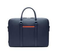 Maverick & Co. Manhattan Leather Laptop Bag - 16” Briefcase for Men, Stylish Business Travel & Work Bag, Fits Laptop, Durable, Navy-tiger Orange, 41.5 cm (L) x 29.5 cm (W) x 6.5 cm (D)