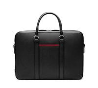 Maverick & Co. Manhattan Leather Laptop Bag - 16” Briefcase for Men, Stylish Business Travel & Work Bag, Fits Laptop, Durable, Black-racing Red