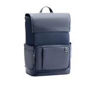 Maverick & Co. Maximus 20L Lightweight Nylon & Vegan Leather Laptop Backpack for Men & Women - Large Work & Travel Bag, Fits 16" Laptop (Navy)