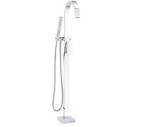 Maverick Floorstanding Bath Shower Mixer Chrome - Includes Handset & Hose - Modern Free-Standing Tap - Brass