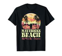 Mavericks Beach Half Moon Bay Surfing Sunset Retro T-Shirt