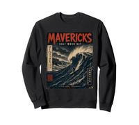 Mavericks Half Moon Bay Big Wave Surfing Japanese Poster Art Sweatshirt