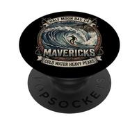 Mavericks Half Moon Bay CA Big Wave Surfing Design PopSockets Adhesive PopGrip