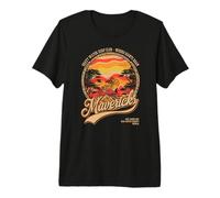 Mavericks Half Moon Bay Surfing Retro Sunset Graphic Premium T-Shirt