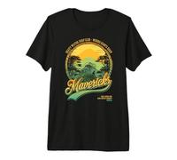 Mavericks Half Moon Bay Surfing Retro Sunset Graphic Premium T-Shirt