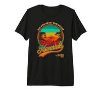 Mavericks Half Moon Bay Surfing Retro Sunset Graphic Premium T-Shirt