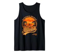 Mavericks Half Moon Bay Surfing Retro Sunset Graphic Tank Top