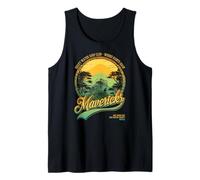 Mavericks Half Moon Bay Surfing Retro Sunset Graphic Tank Top
