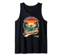 Mavericks Half Moon Bay Surfing Retro Sunset Graphic Tank Top