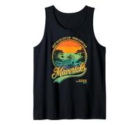 Mavericks Half Moon Bay Surfing Retro Sunset Graphic Tank Top