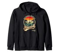 Mavericks Half Moon Bay Surfing Retro Sunset Graphic Zip Hoodie