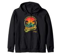 Mavericks Half Moon Bay Surfing Retro Sunset Graphic Zip Hoodie
