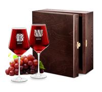Maverton 2 Couple Wine Glasses - Personalised Wine Glassware - Matching Wine Set for Couples - Great Wedding idea for Bride and Groom - Present for Anniversary - Surname