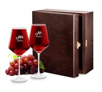 Maverton 2 Couple Wine Glasses - Personalised Wine Glassware - Matching Wine Set for Couples - Great Wedding idea for Bride and Groom - Present for Anniversary - MR&MRS