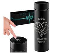 Maverton 450 ml Travel Mug with Engraving - Stainless Steel Coffee Cup - Removable Tea Infuser - LED Temperature Display - Personalised Birthday Gift for Women - Caffeine