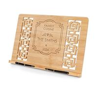 Maverton Bamboo Book Stand for Couples - Adjustable Cookbook Holder with Engraving - Multifunctional Desk Accessories - for Wedding - Personalised Gadget - Family