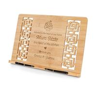 Maverton Bamboo Book Stand for her - Adjustable Cookbook Holder for Women - Personalised Tablet Stand - Multifunctional Desk Accessories - for Birthday - Customised Item for Girl - Mum