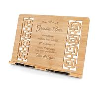 Maverton Bamboo Book Stand for her - Adjustable Cookbook Holder for Women - Personalised Tablet Stand - Multifunctional Desk Accessories - for Birthday - Customised Item for Girl - Grandma