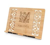 Maverton Bamboo Book Stand for her - Adjustable Cookbook Holder for Women - Personalised Tablet Stand - Multifunctional Desk Accessories - for Birthday - Customised Item for Girl - christmas - Initial