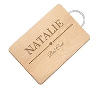 Maverton Bamboo Chopping Board for Woman - Personalised Wooden Tray for her - Board with Metal Handle for Birthday - Engraved Cheese Board for Lady - Wooden Bread Board - Name