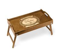 Maverton Bed Tray with engraving - Original design- Foldable legs - Multi purpose wooden lap desk in brown- Personalized birthday gift for women - Engraved wooden tray - bed