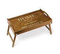 Maverton Bed Tray with engraving - Original design- Foldable legs - Multi purpose wooden lap desk in brown- Personalized birthday gift for women - Engraved wooden tray - home