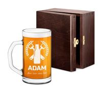 Maverton Beer Mug with Engraving for Man - 640 ml Pint Glass with a Handle - Pub Glassware for dad - Personalized Beer Glass for him - for Beer Lover - Solid Traditional Beer Mug - Bottle