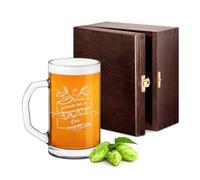 Maverton Beer Mug with Engraving for Man - 640 ml Pint Glass with a Handle - Pub Glassware for dad - Personalized Glass for him - for Beer Lover - Solid Traditional Mug - HOP