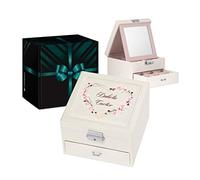Maverton Beige Jewellery Storage - Stylish Present for a Girl - Jewellery Box with Engraved Overprint - Birthday Gift for Daughter - Organiser - Youth Treasure Box