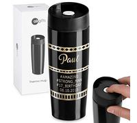 Maverton Black Travel Mug - Personalised Mug - Coffee and Tea Thermos Travel Mug for Men - Stainless Steel Insulated Coffee Cup for him - Engraved Present for Beloved Man (Best Friend)