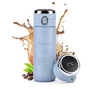Maverton Blue Travel Mug for Man - Engraved Coffee Cup Travel Mug for Birthday - Customised Flask for Hot Drink - Insulated Stainless Steel Mug - LED Temperature Display - Gadget for him - Books