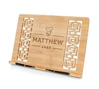 Maverton Book Stand - Made of eco Friendly Bamboo - Adjustable Cookbook Holder - Tablet Stand- Multifunctional Desk Accessories- Personalised Birthday Gift for Men - Chef