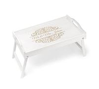 Maverton Breakfast tray table for couples - Personalized bed tray for coffee and meals - Laptop table with foldable legs - Decorative serving tray - MR & MRS