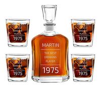 Maverton Classic Bourbon Whiskey Decanter Capitol Set of 4/6 Glasses - You can Personalise Tumblers as Gift - 700 ml Universal Carafe - Gift for Couple - The Best Drinker