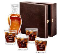 Maverton Classic Bourbon Whiskey Decanter Capitol Set of 4/6 Glasses - You can Personalise Tumblers as Gift - 700 ml Universal Carafe - Gift for Couple - Acknowledgement